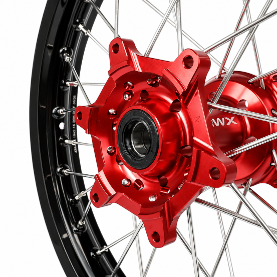 Roue arrière RWX moyeu rouge - HONDA 125 / 250 CR 2002-2007 250 / 450 CRF-R 2002-2012 - 19 Pouces