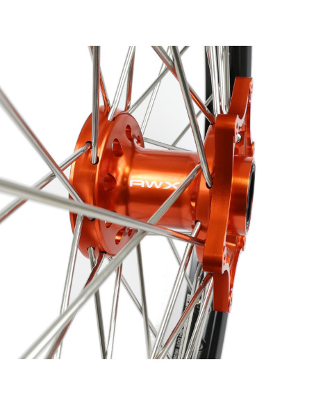 Roue avant RWX moyeu orange - KTM 85 SX 2021-2027 - 19 Pouces