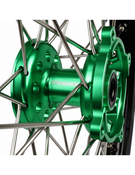 Roue avant RWX moyeu vert - KAWASAKI 250 KX-F 2006-2026 / 450 KX-F 2006-2018 - 21 Pouces