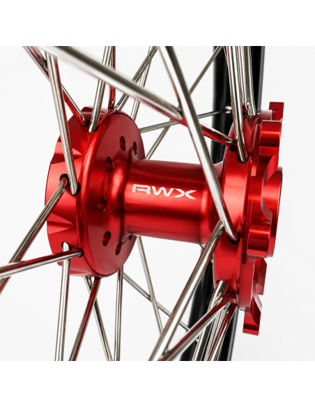 Roue avant RWX moyeu rouge - HONDA 250 450 CRF-R 2002-2027 / 125 250 CR 2002-2007 - 21 Pouces