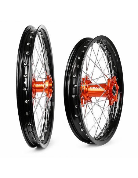 Paire de roues motocross RWX Moyeu Orange KTM SX / SX-F et Husqvarna TC / FC 2015-2027