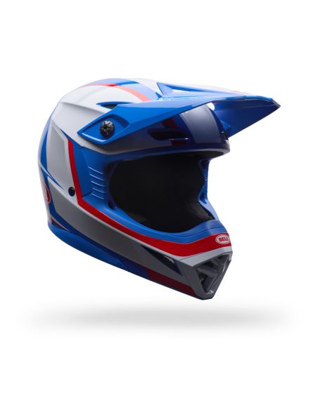 Casque cross enfant Bell MX-10 MIPS Spiral- Blanc Rouge Bleu