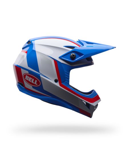Casque cross enfant Bell MX-10 MIPS Spiral- Blanc Rouge Bleu