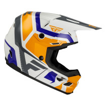 Casque cross enfant Fly 2027 Kinetic Scrap - Blanc Orange Bleu Gris 2