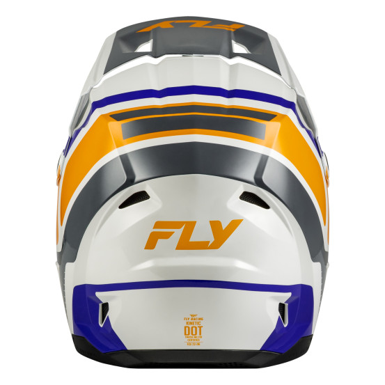 Casque cross enfant Fly 2027 Kinetic Scrap - Blanc Orange Bleu Gris