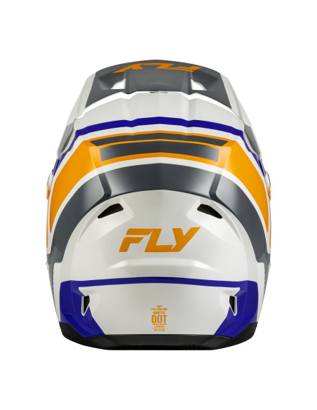 Casque cross enfant Fly 2027 Kinetic Scrap - Blanc Orange Bleu Gris