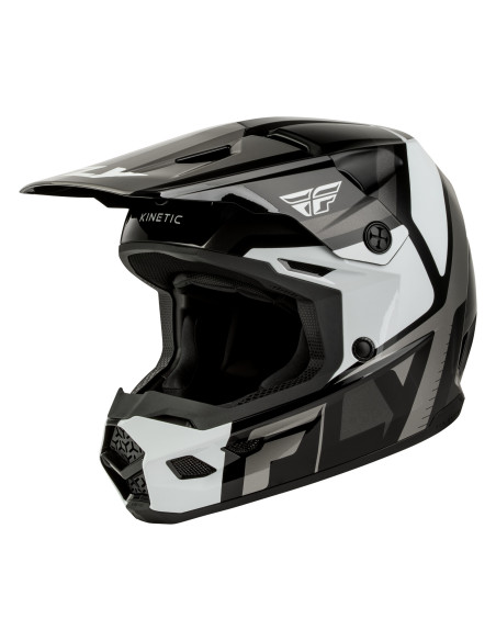Casque cross enfant Fly 2027 Kinetic Scrap - Noir Blanc Gris