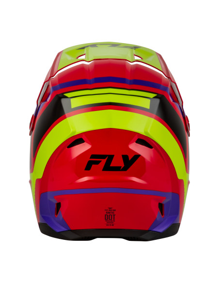 Casque cross enfant Fly 2027 Kinetic Scrap - Rouge Jaune fluo Violet Noir