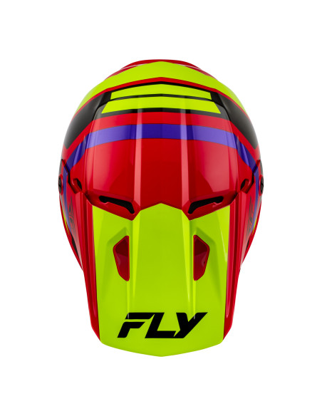 Casque cross enfant Fly 2027 Kinetic Scrap - Rouge Jaune fluo Violet Noir