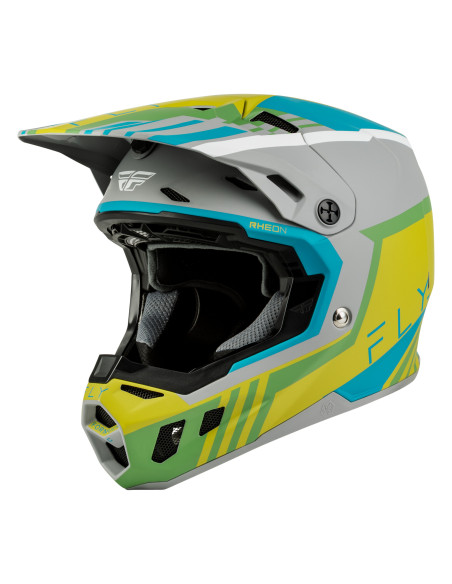 Casque cross Fly 2027 Formula CC Strike - Gris mat Vert Turquoise