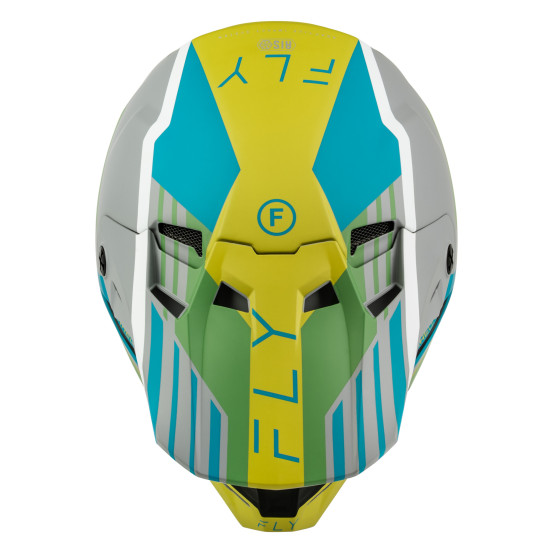 Casque cross Fly 2027 Formula CC Strike - Gris mat Vert Turquoise