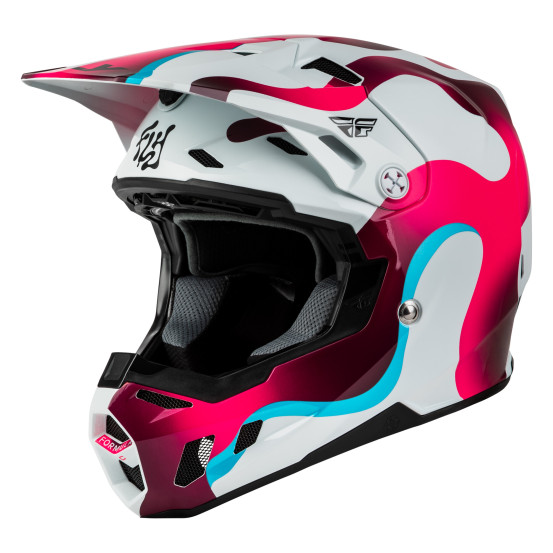 Casque cross Fly 2027 Formula CC Vibe - Blanc Rose Bleu