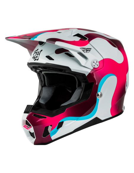 Casque cross Fly 2027 Formula CC Vibe - Blanc Rose Bleu