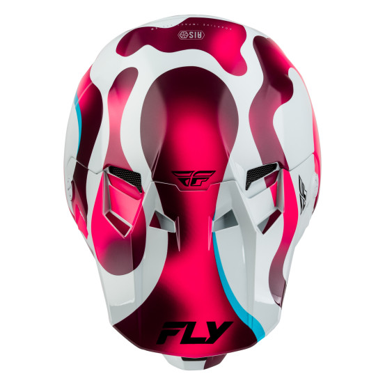 Casque cross Fly 2027 Formula CC Vibe - Blanc Rose Bleu