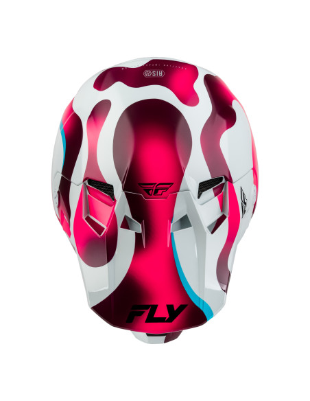 Casque cross Fly 2027 Formula CC Vibe - Blanc Rose Bleu