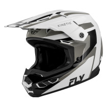 Casque cross Fly 2027 Kinetic Sync - Blanc Noir Gris