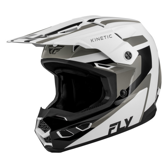Casque cross Fly 2027 Kinetic Sync - Blanc Noir Gris