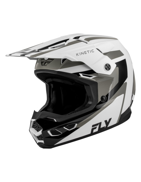Casque cross Fly 2027 Kinetic Sync - Blanc Noir Gris