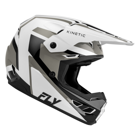 Casque cross Fly 2027 Kinetic Sync - Blanc Noir Gris