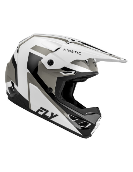 Casque cross Fly 2027 Kinetic Sync - Blanc Noir Gris