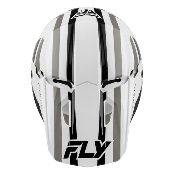 Casque cross Fly 2027 Kinetic Sync - Blanc Noir Gris