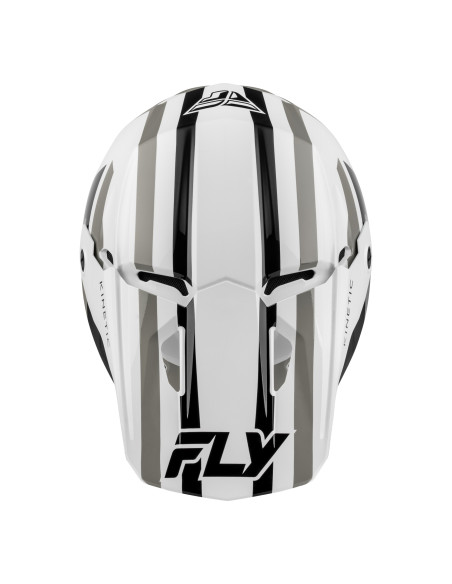 Casque cross Fly 2027 Kinetic Sync - Blanc Noir Gris