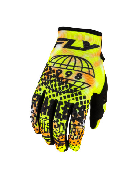 Gants cross Fly 2027 Kinetic Blur - Blanc Jaune fluo Orange