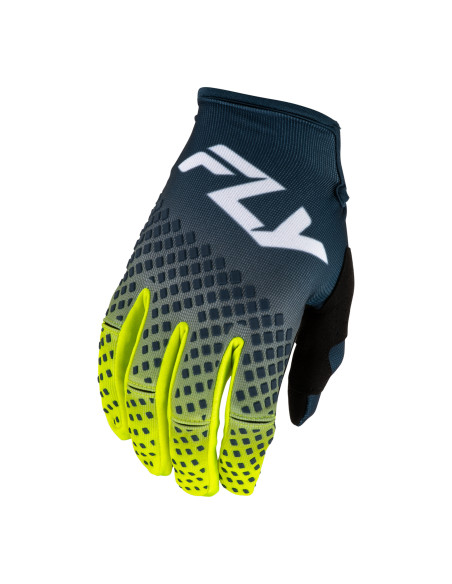 Gants cross Fly 2027 Kinetic Fade - Bleu marine Jaune fluo Blanc