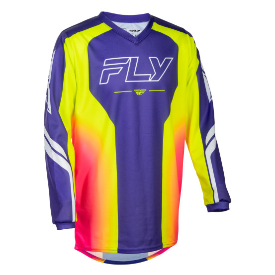 Maillot cross enfant Fly 2027 F-16 Raze - Violet Rouge Jaune
