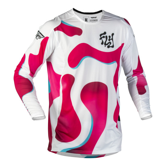 Maillot cross enfant Fly 2027 Lite Vibe - Blanc Rose Bleu