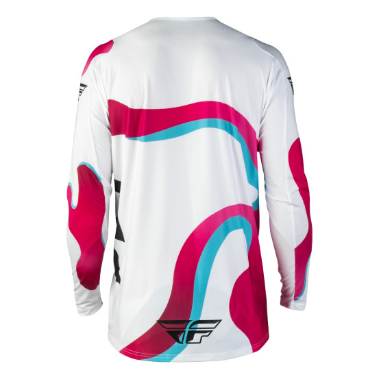Maillot cross enfant Fly 2027 Lite Vibe - Blanc Rose Bleu