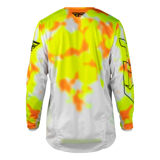 Maillot cross Fly 2027 Kinetic Blur - Blanc Jaune fluo Orange