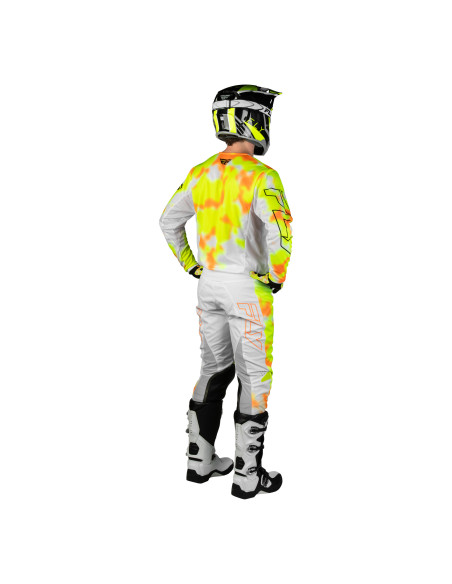 Maillot cross Fly 2027 Kinetic Blur - Blanc Jaune fluo Orange