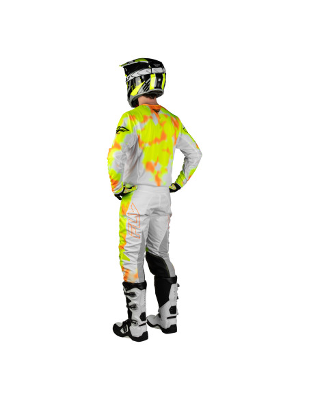 Maillot cross Fly 2027 Kinetic Blur - Blanc Jaune fluo Orange