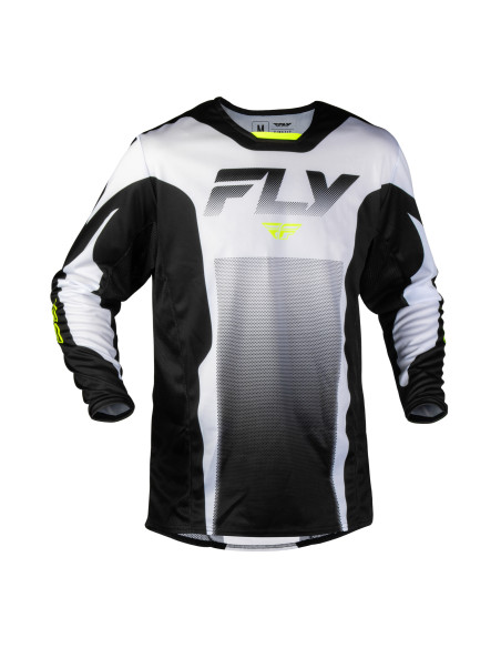 Maillot cross Fly 2027 Kinetic Fade - Blanc Noir Jaune fluo