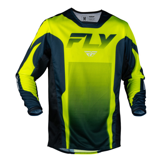 Maillot cross Fly 2027 Kinetic Fade - Jaune fluo Bleu Blanc