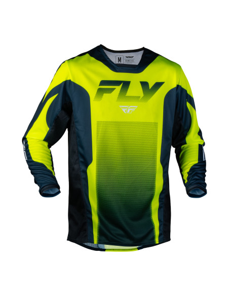 Maillot cross Fly 2027 Kinetic Fade - Jaune fluo Bleu Blanc