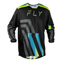 Maillot cross Fly 2027 Kinetic Volt - Noir Gris Turquoise Jaune