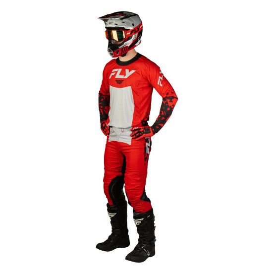 Maillot cross Fly 2027 Lite Flake - Rouge Gris Noir