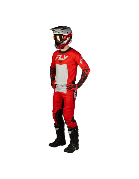 Maillot cross Fly 2027 Lite Flake - Rouge Gris Noir