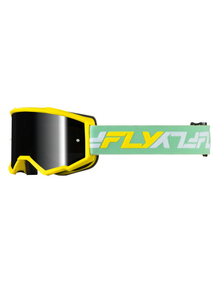 Masque cross Fly 2027 Zone écran irridium noir fumé - Jaune Vert