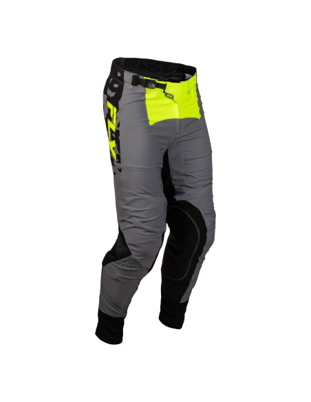 Pantalon cross enfant Fly 2027 Lite Flake - Gris Jaune fluo Noir