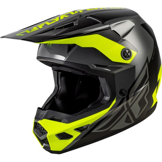Casque cross Fly 2027 Kinetic Crest - Gris Noir Jaune fluo