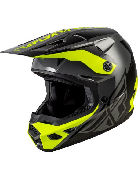 Casque cross Fly 2027 Kinetic Crest - Gris Noir Jaune fluo