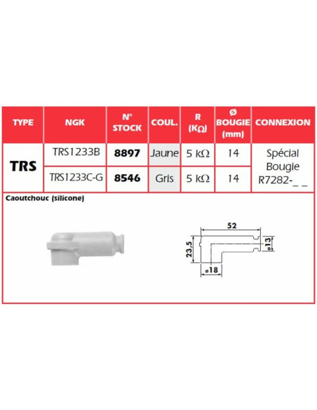 Capuchon antiparasite NGK TRS1233B
