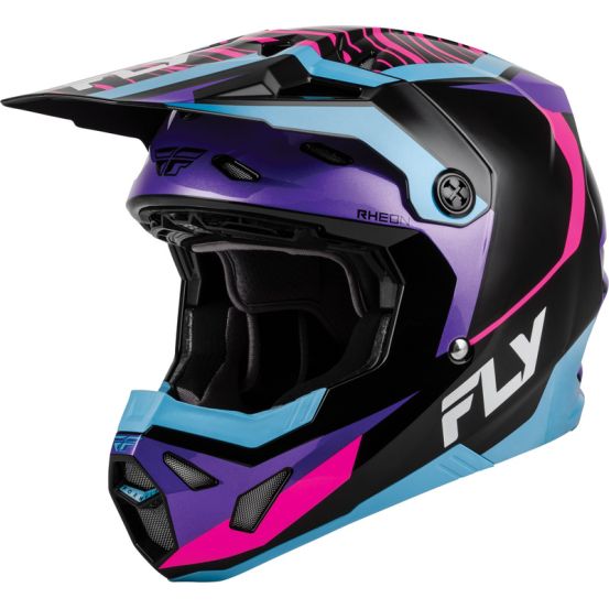 Casque cross enfant Fly 2027 Formula CP Charge - Noir Violet Rose Bleu