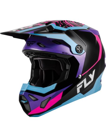 Casque cross enfant Fly 2027 Formula CP Charge - Noir Violet Rose Bleu