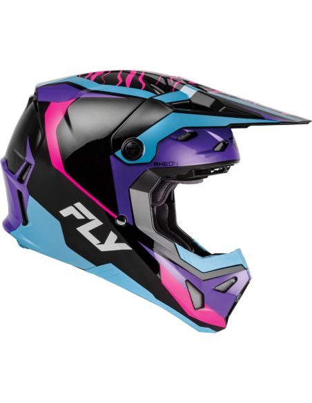 Casque cross enfant Fly 2027 Formula CP Charge - Noir Violet Rose Bleu