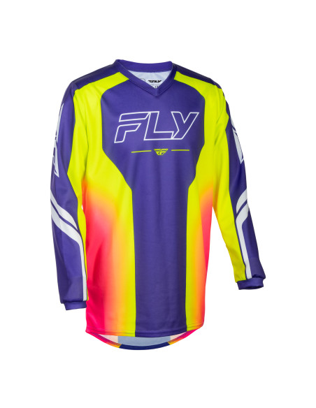 Maillot cross enfant Fly 2027 F-16 Raze - Violet Rouge Jaune
