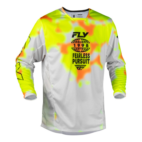 Maillot cross Fly 2027 Kinetic Blur - Blanc Jaune fluo Orange